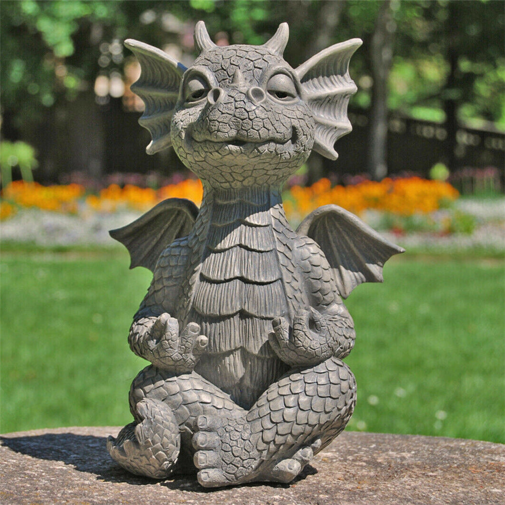 Small Dinosaur Meditation Ornament Garden Resin Crafts Statue