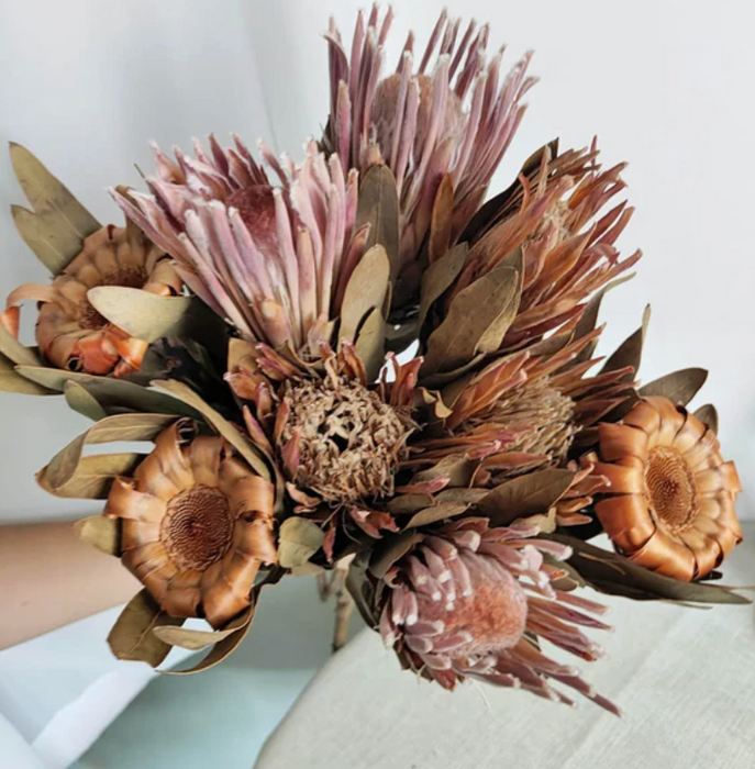 Dried Preserved Protea & Eucalyptus Wreath (ONLY 3 LARGE)