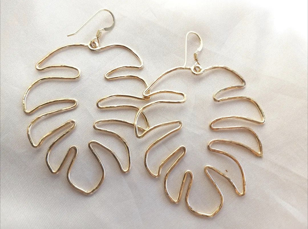 Lehua's Forest Monsterra Earrings Made On Maui