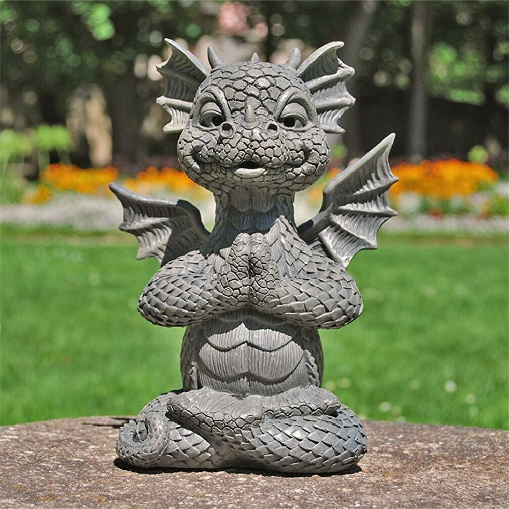 Small Dinosaur Meditation Ornament Garden Resin Crafts Statue