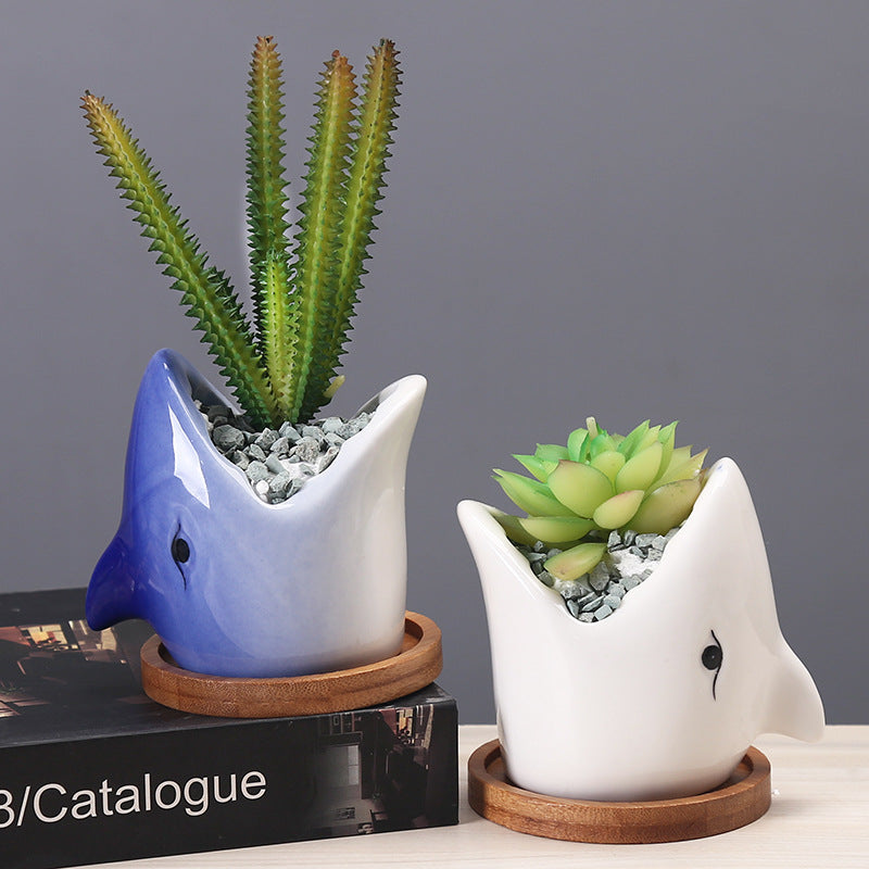 Succulent Pot Creative Cartoon Ceramic Flower Pots European-style Simple Indoor Desktop Pots For Plants Office Decor Planters